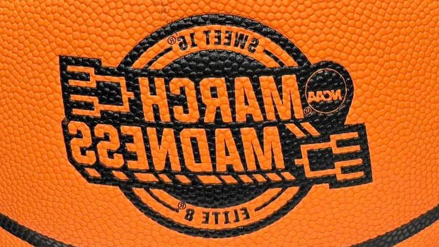 March Madness Logo Stamped On A Basketball